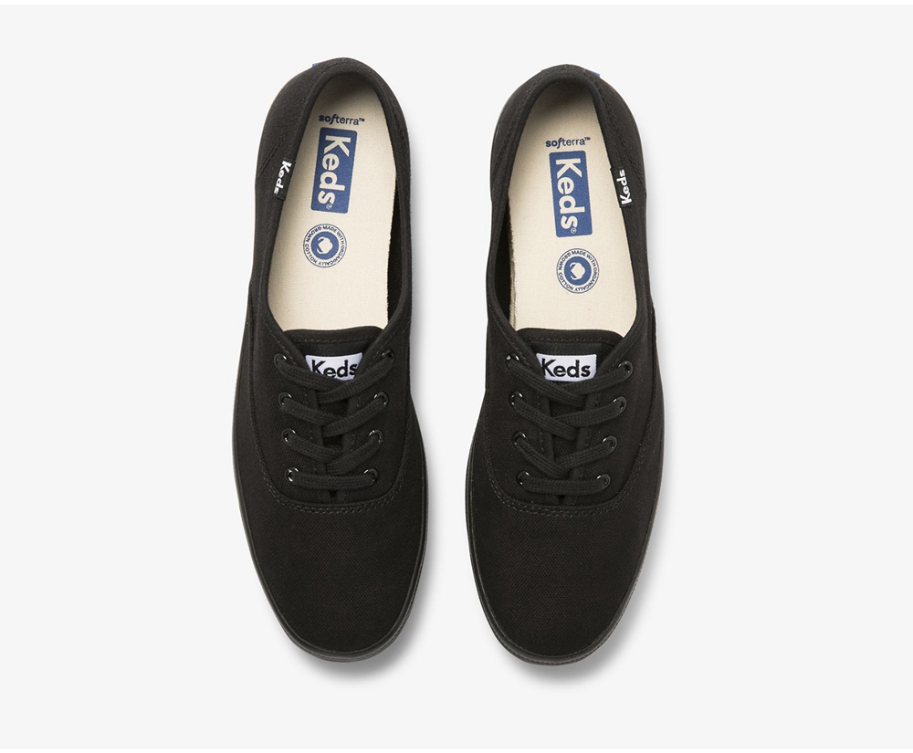 Tenis Keds Mujer Negros - Champion Organic Cotton Lona - 0351-KFDBS